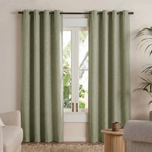 Ainslie Linen-Look Blockout Eyelet Curtains (Set of 2)